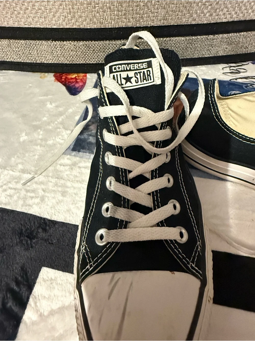Converse Black Low-Top Canvas Sneakers with White Laces - Picture 2 of 3